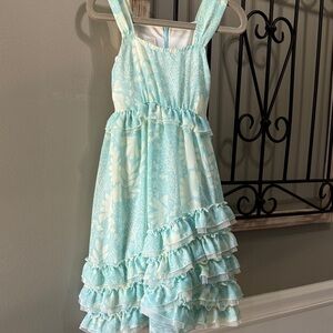 Isobella & Chloe Light Blue Ruffle Dress 4 Church Wedding